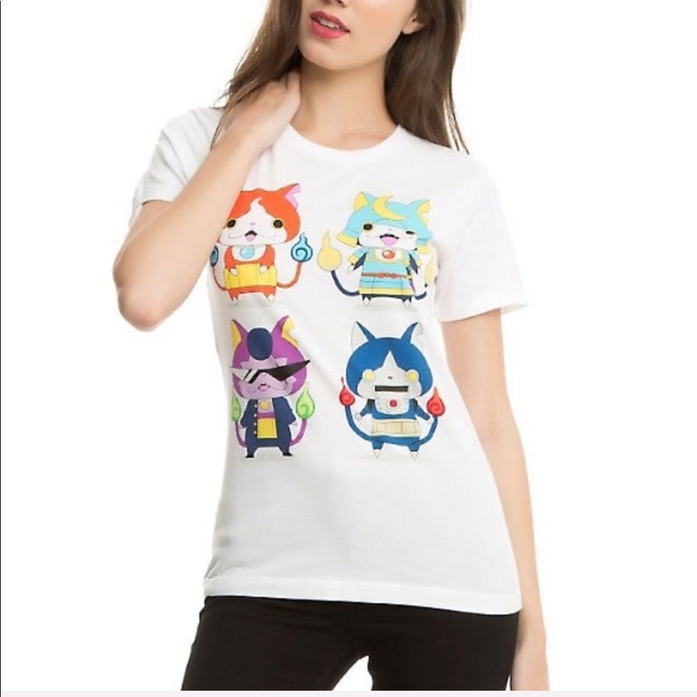 Hot Topic Yo-Kai Watch Group Anime Graphic T-Shirt Size S Black Crewneck Tee